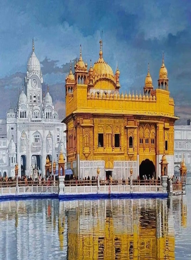 TREXEE DIY 5D Diamond Painting Kits for Adults Kids Beginners, Golden Temple Diamond Art Kits, DIY Full Drill Golden Temple Diamonds Paint by Numbers Kit (30X40 CM)(Without Frame) - Image 1
